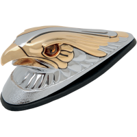 (image for) Large Chrome/Gold Eagle Head w/ Lights (Amber Eyes)
