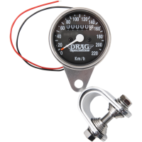 (image for) Mini Mechanical Speedometer Chrome 2:1 Black