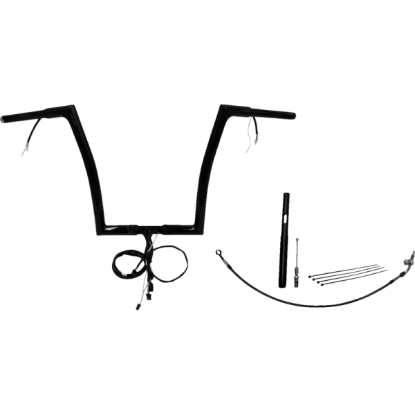 (image for) Pre-Wired EZ Install 1 1/4" Flat Top Handlebar Gloss Black 14" Rise