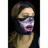 (image for) Neoprene Half Mask - Sugar skull (reversible to purple)