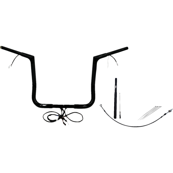 (image for) Pre-Wired EZ Install 1 1/4" Flat Top Handlebar Gloss Black 14" Rise