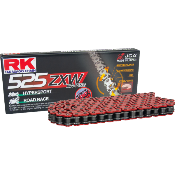 (image for) RK 525ZXW Colored Sealed Chain (Red) - 120 links
