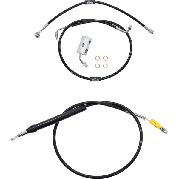 (image for) LA Choppers Black Vinyl/Stainless Braided Standard Kit for 18-24 Softail w/ ABS (15-17in.)