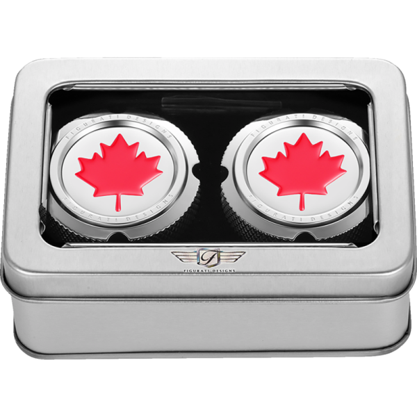 (image for) FIGURATI DESIGNS Axle Nut Cover Mirror w/ Red Maple Leaf
