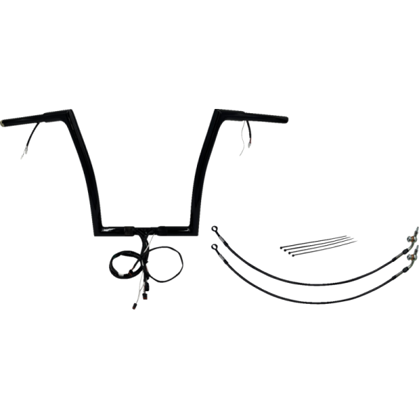 (image for) Pre-Wired EZ Install 1 1/4" Flat Top Handlebar Gloss Black 14" Rise