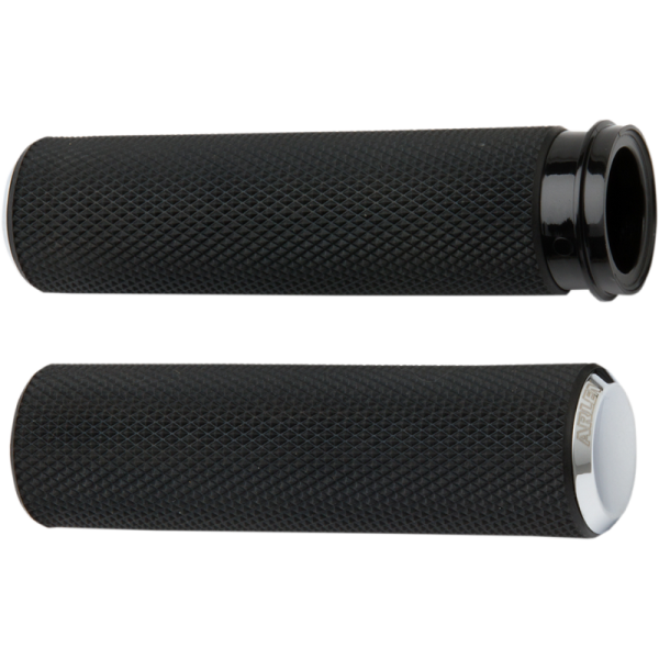 (image for) Arlen Ness Knurled Grips - Chrome - 99-17 Twin Cam