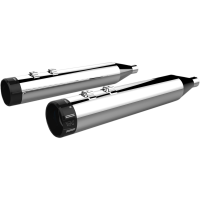 (image for) Khrome Werks 4.50" HP PLUS Slip-On Mufflers - Chrome w/ black Klassic tip billet end caps