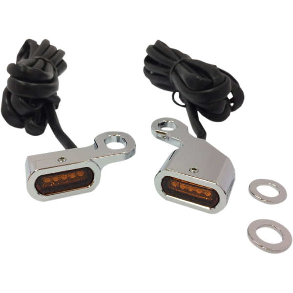 (image for) Drag Specialties LED Handlebar Marker Lights Chrome/Amber