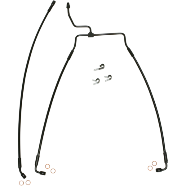 (image for) MAGNUM Black w/ Black Fittings Stock Front Brake Line Kit for 14-19 FLHR