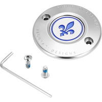 (image for) Timing Cover Mirror polished w/ blue fleur-de-lis
