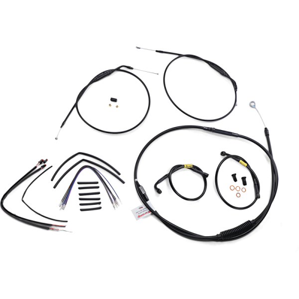 (image for) Burly Brand Black Handlebar Cable/Line Install Kit, For 14" Narrow Bottom Ape hanger bar