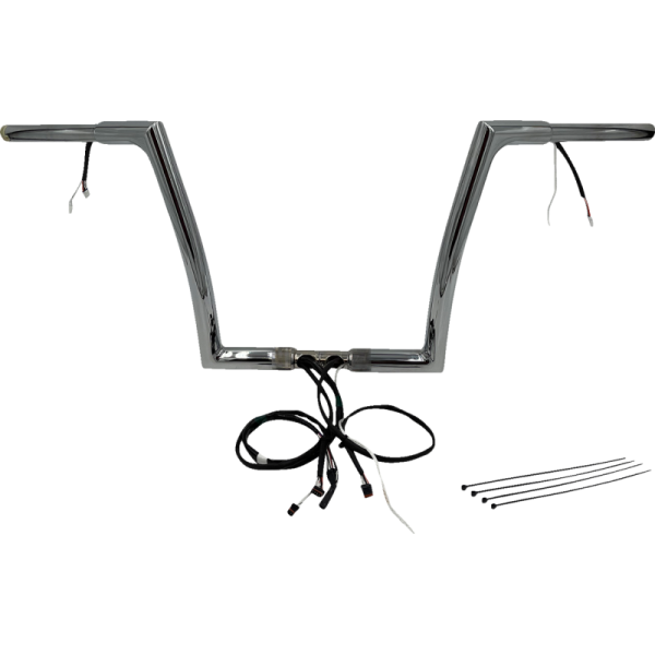 (image for) Pre-Wired EZ Install 1 1/4" Flat Top Handlebar Chrome 12" Rise