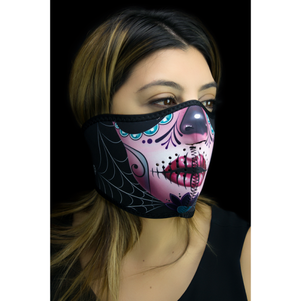 (image for) Zan Headgear Neoprene Half Mask - Sugar skull (reversible to purple)
