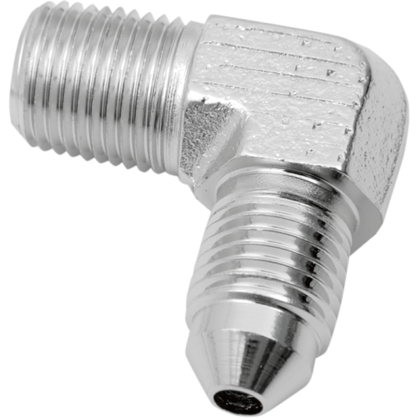 (image for) Drag Specialties Chrome Fitting AN-3 male x 1/8" NPT male 90°