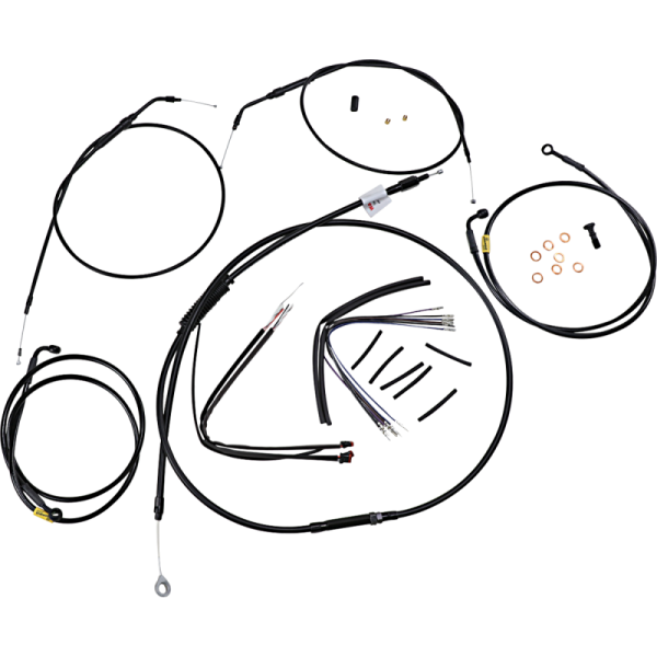 (image for) Burly Brand Black Handlebar Cable/Line Install Kit, For 16" Ape hanger bar