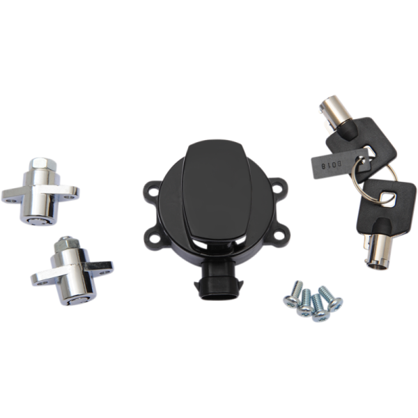 (image for) Drag Specialties Gloss Black Side Hinge Ignition Switch/Saddlebag Lock Kit