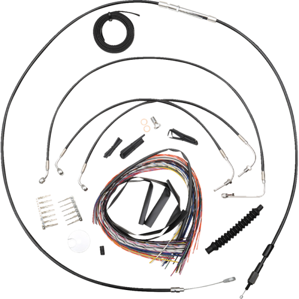 (image for) LA Choppers Black Vinyl/Stainless Braided Complete Kit for 18-24 Softail w/ ABS (12-14in.)