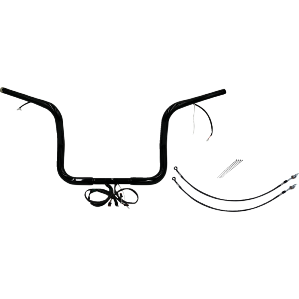(image for) Pre-Wired EZ Install 1 1/4" Round Top Handlebar Gloss Black 12" Rise