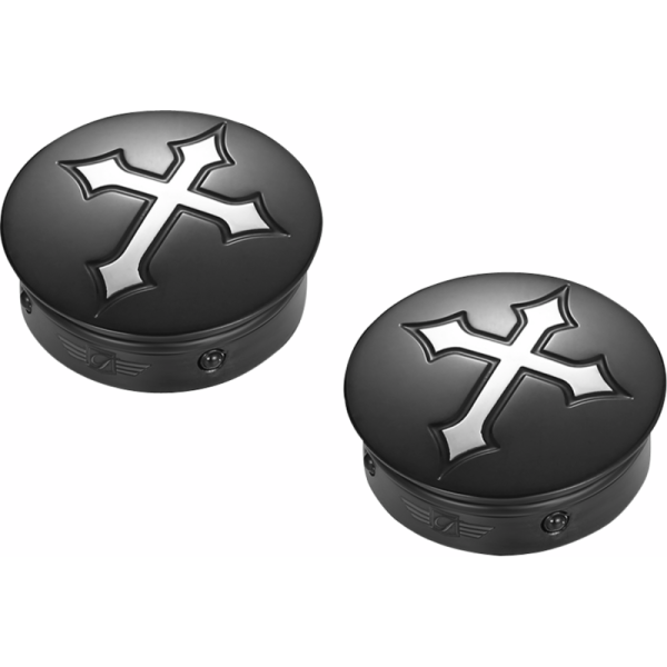 (image for) FIGURATI DESIGNS Swingarm Pivot Cover - Black w/ cross