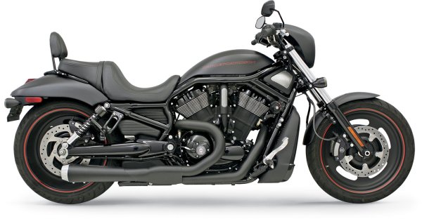 BASSANI XHAUST Bassani Road Rage 2-Into-1 System Black, Short (V-Rod)