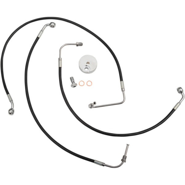 (image for) LA Choppers Black Vinyl/Stainless Braided Brake Line for 08-13 Dresser w/o ABS (8-10in.)