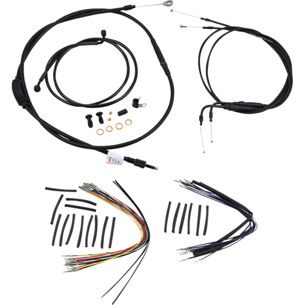 (image for) Burly Brand Black Handlebar Cable/Line Install Kit, For 16" Ape hanger bar