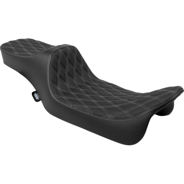 (image for) DRAG SPECIALTIES SEATS Drag Specialties Extended Reach Predator III 2-Up Seat, Double Diamond Silver Thread