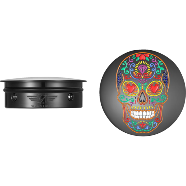 (image for) FIGURATI DESIGNS Swingarm Pivot Cover - Black w/ sugar skull