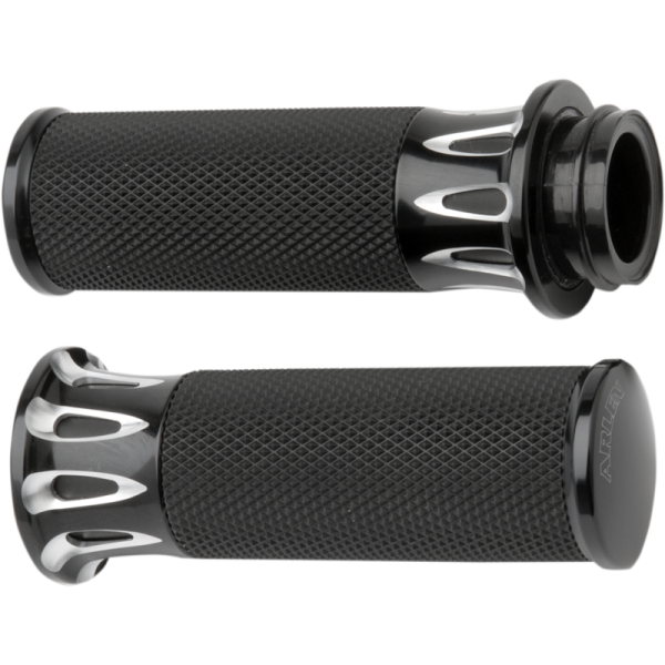 (image for) Arlen Ness Fusion Deep Cut Grips - Black Anodized - 24 FLHTK/FLTRK/FLHRXS