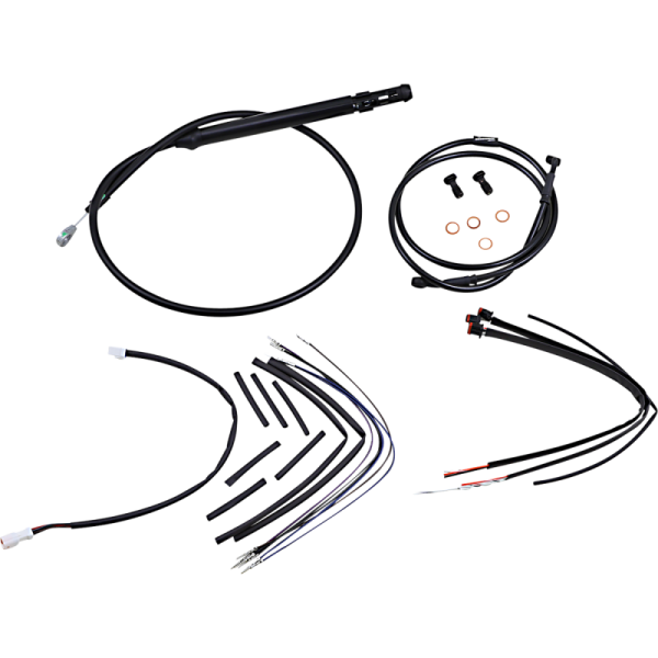 (image for) Burly Brand Black Handlebar Cable/Line Install Kit, For 12" Ape hanger bar