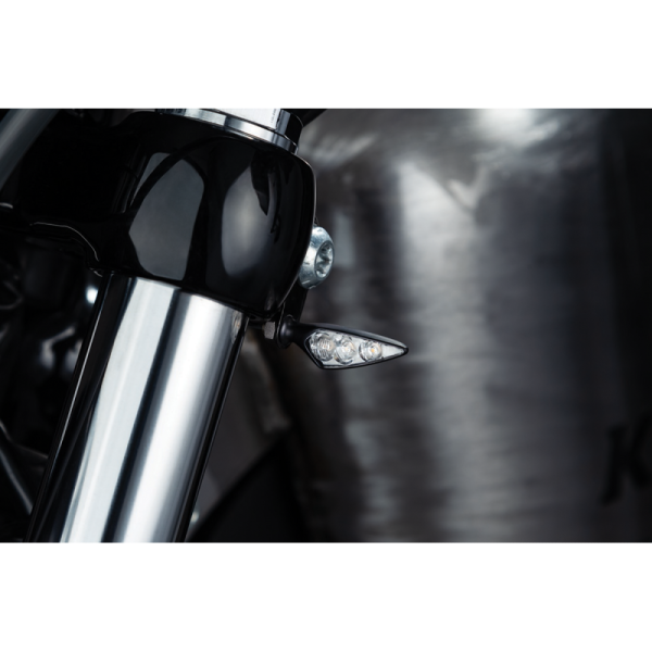 (image for) Kuryakyn Rhombus S Light, Extreme amber, front left/rear right, satin black