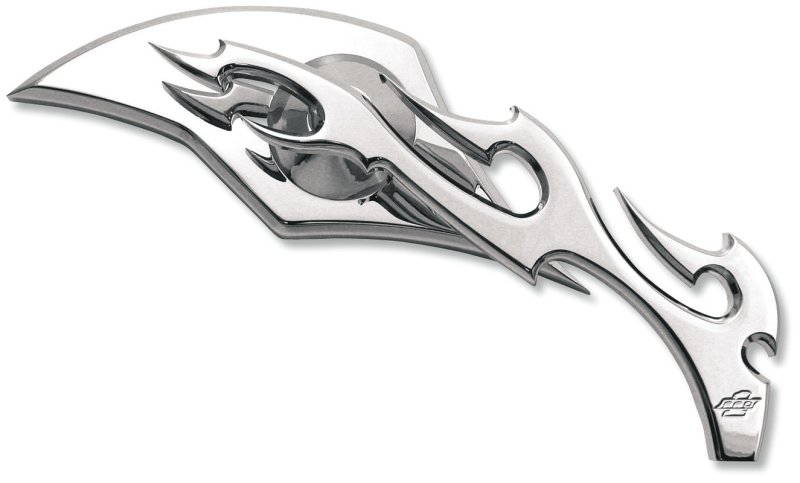 (image for) Billet Aluminum Mirror - Chrome Large Flame Right