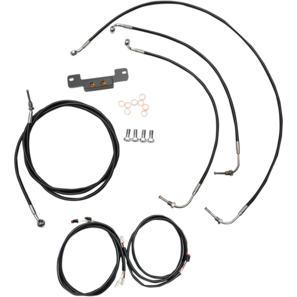 (image for) LA Choppers Black Vinyl/Stainless Braided Plug-and-Play Kit for 17-19 Dresser w/o ABS (18-20in.)