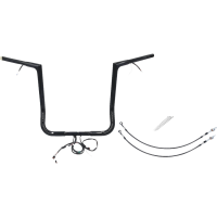 (image for) Pre-Wired EZ Install 1 1/4" Flat Top Handlebar Gloss Black 16" Rise