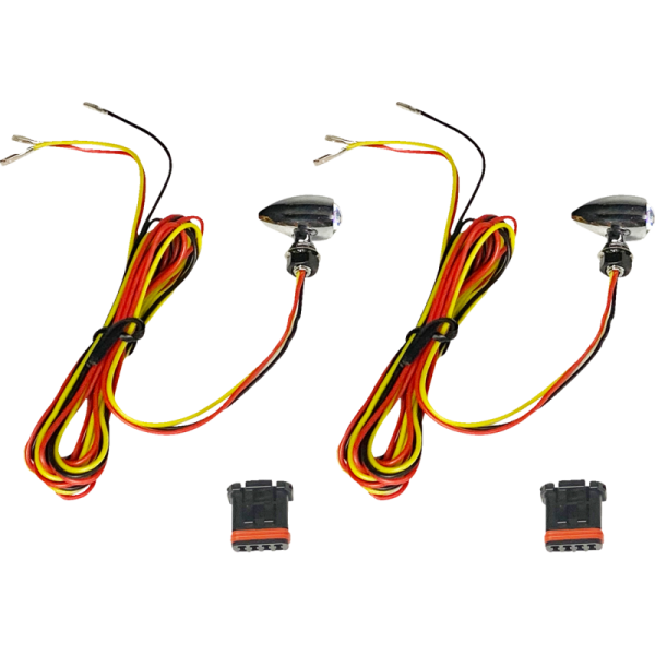 (image for) Custom Dynamics Micro Bullet V2 LED Turn Signals - Amber/Red, Chrome