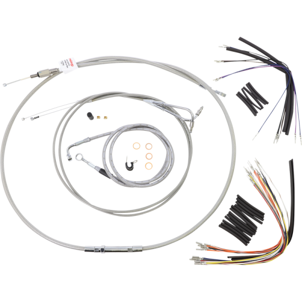 (image for) Burly Brand Stainless Steel Handlebar Cable/Line Install Kit, For 14" Ape hanger bar