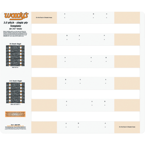 (image for) WOODYS Template for single-ply 3.00 pitch tracks