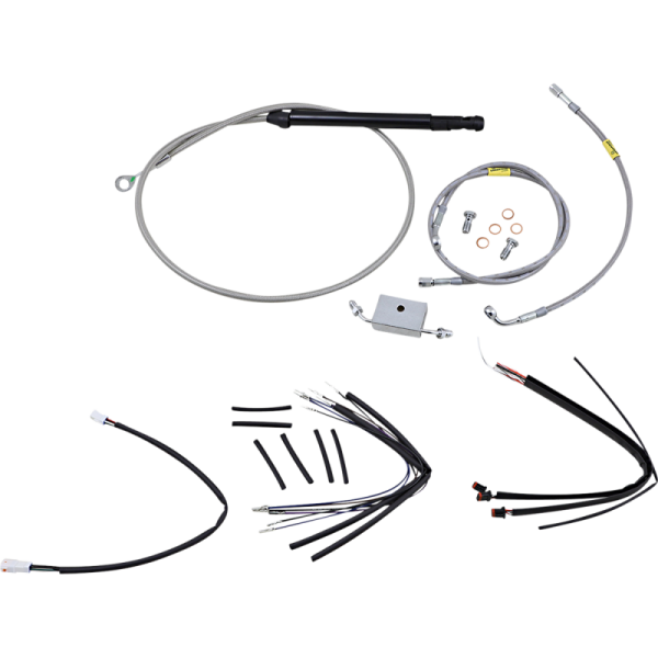 (image for) Burly Brand Stainless Steel Handlebar Cable/Line Install Kit, For 18" Ape hanger bar