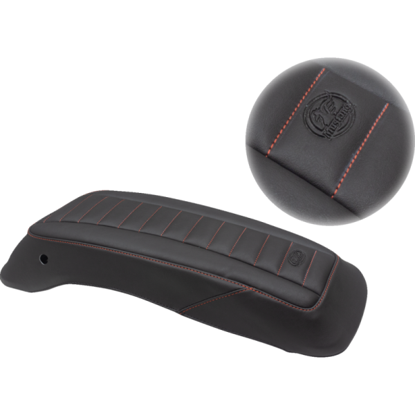 (image for) Mustang Saddlebag Lid Cover - Deluxe Black w/ American Beauty Red Stitching