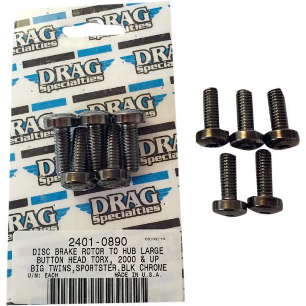 (image for) Drag Specialties Front Disc Brake Hub Bolt Kit Black Chrome
