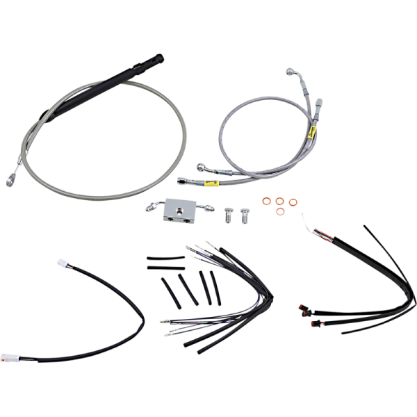 (image for) Burly Brand Stainless Steel Handlebar Cable/Line Install Kit, For 14" Ape hanger bar