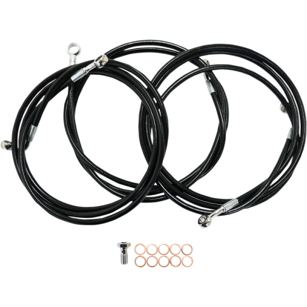 (image for) LA Choppers Black Vinyl/Stainless Braided Brake Line for 17-20 Dresser w/ ABS (12-14in.)