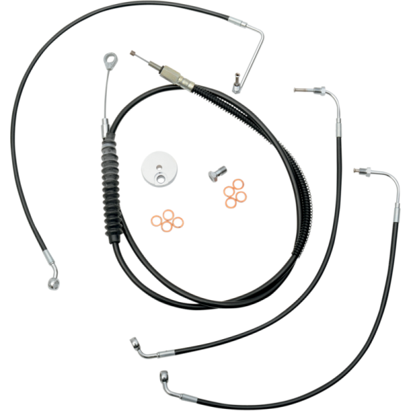 (image for) LA Choppers Black Vinyl/Stainless Braided Standard Kit for 08-13 Dresser w/o ABS (12-14in.)