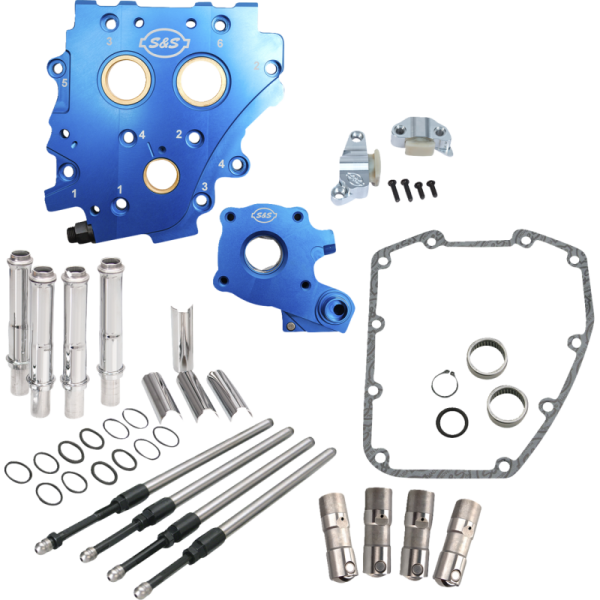 (image for) S&S CYCLE S&S Chain Drive Cam Chest Kit Without Cams, w/ Chrome Pushrod Tubes