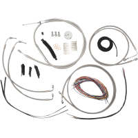 (image for) LA Choppers Complete Cable Kit with Wiring, Stainless Braided, 12"-14" Handlebars