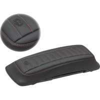 (image for) Mustang Saddlebag Lid Cover - Deluxe Black w/ American Beauty Red Stitching