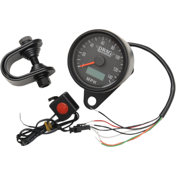 (image for) Drag Specialties Mini Electronic Speedometer 2.4" Matte Black