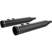 (image for) Khrome Werks 4.50" HP PLUS Slip-On Mufflers - Black w/ black Tracer tip billet end caps