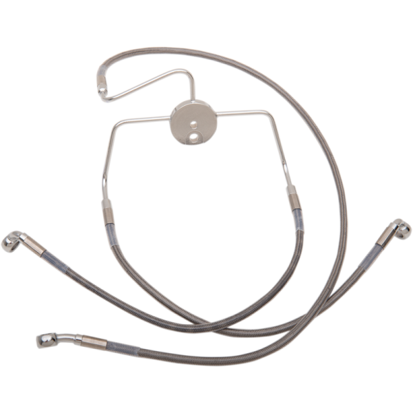 (image for) Drag Specialties Clear-Coated Stainless Steel Front Brake Line Kit, +8" Ext