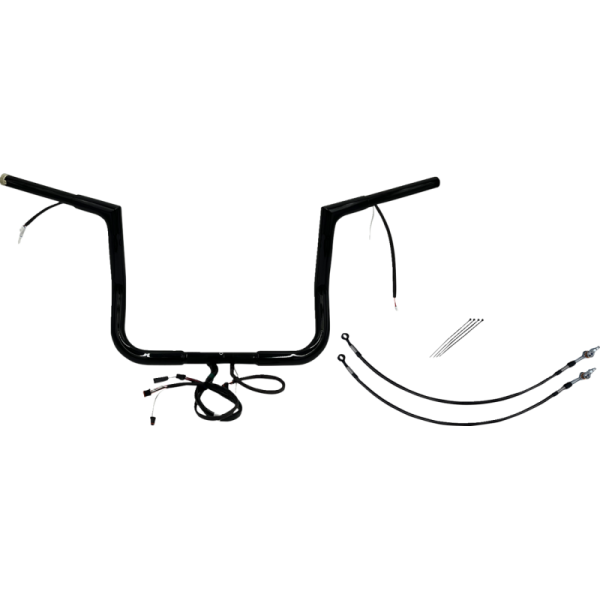 (image for) Pre-Wired EZ Install 1 1/4" Flat Top Handlebar Gloss Black 12" Rise